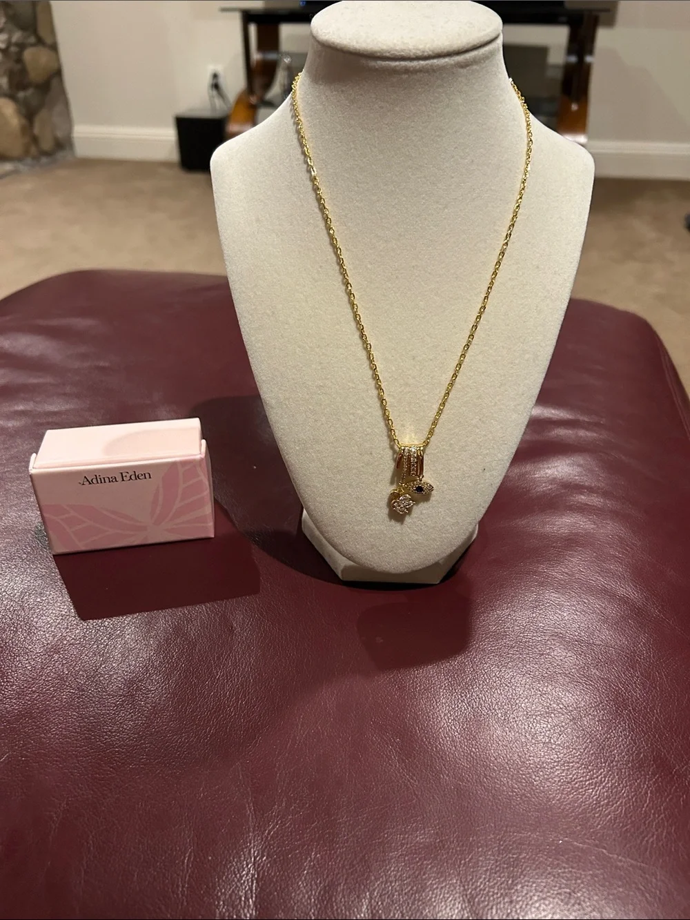 Adina Eden Gold Swan & Evil Eye Pendant Necklace With 18 Inch Chain - Picture 4 of 6